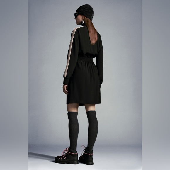 Moncler Envers Satin Black High Neck Zip Longsleeve Dress Italian Size 38 EU - Picture 7 of 13